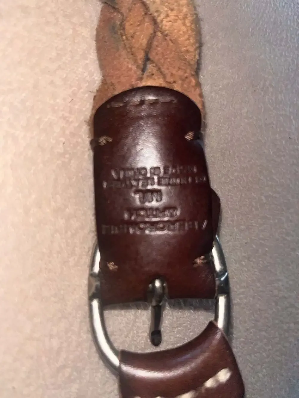 Abercrombie & Fitch Women's Braided Genuine Leather Belt, Size M/L, Brown